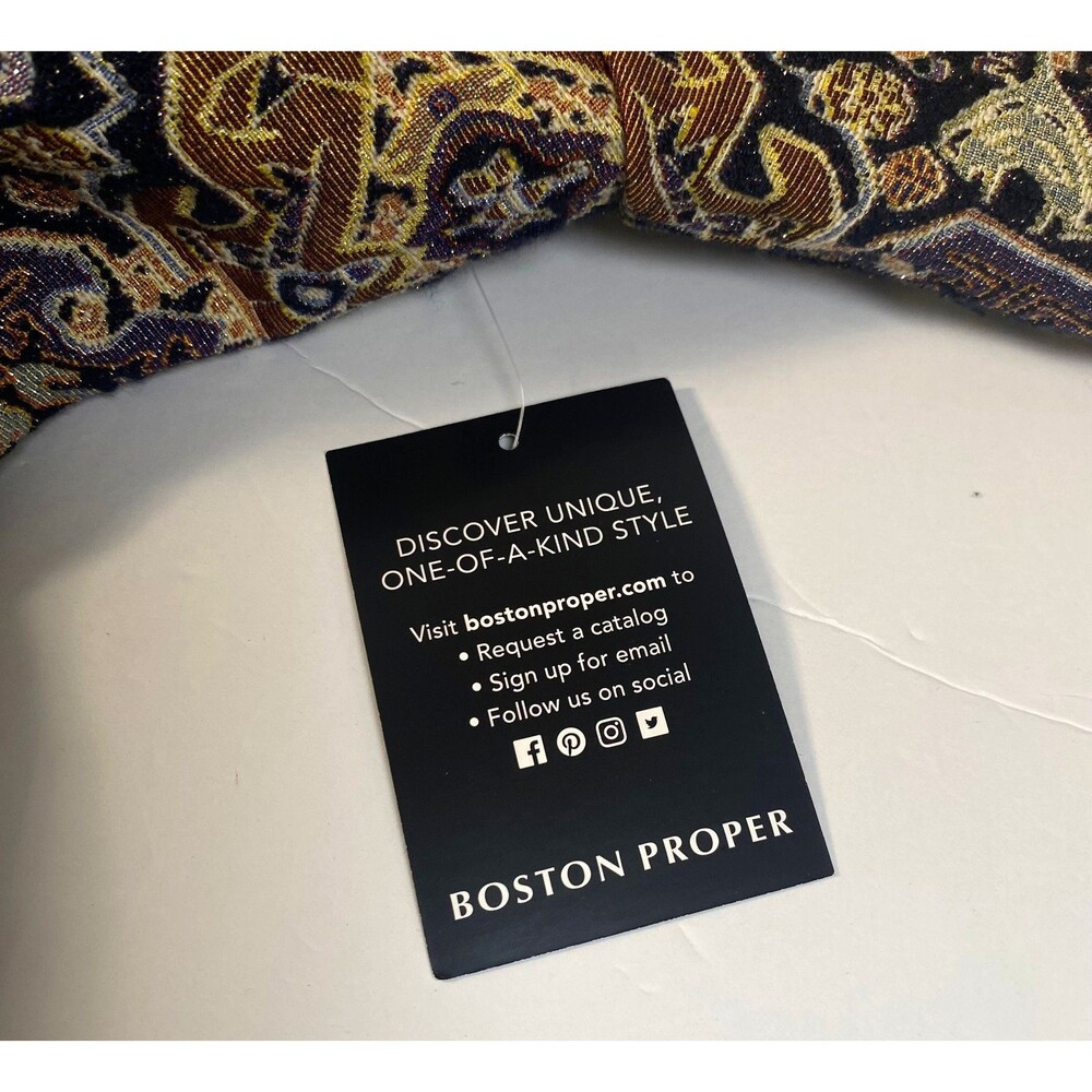 Boston Proper Fringe Tapestry Novelty Jacket Velvet Trim Size 14 Multicolor NWOT - Picture 11 of 16